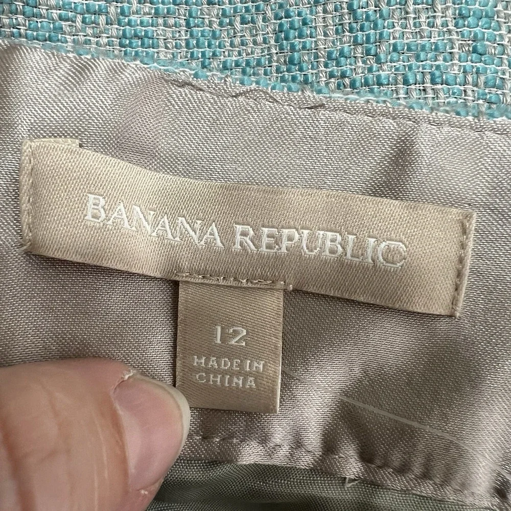 NEW! Banana‎ Republic Tweed Pencil Skirt Lined Women's Sz 12 Turquoise Sky Blue